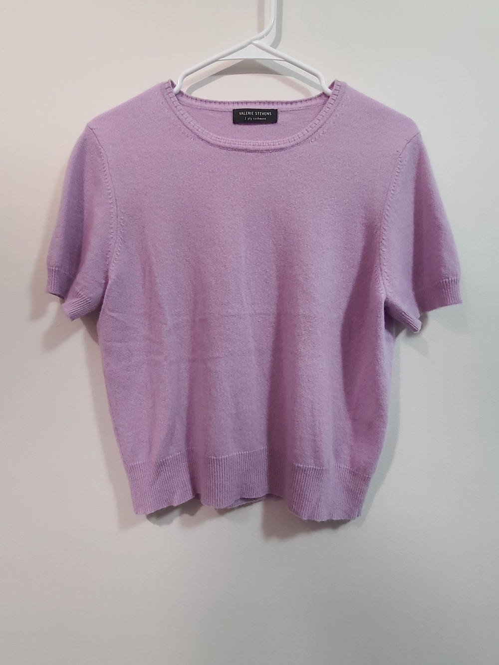 Valerie Stevens Lavender Short Sleeve Cashmere Sweater Sz MEDIUM